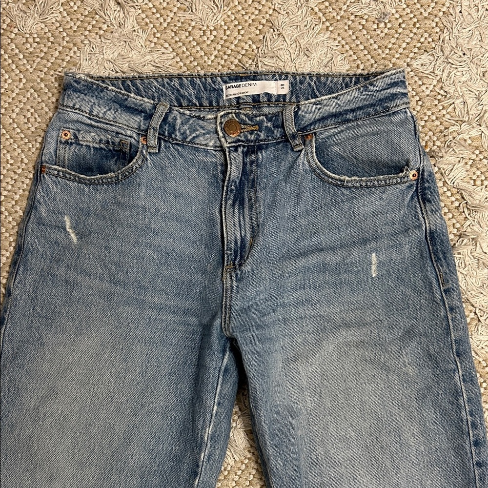 Garage blue ripped slouchy jeans